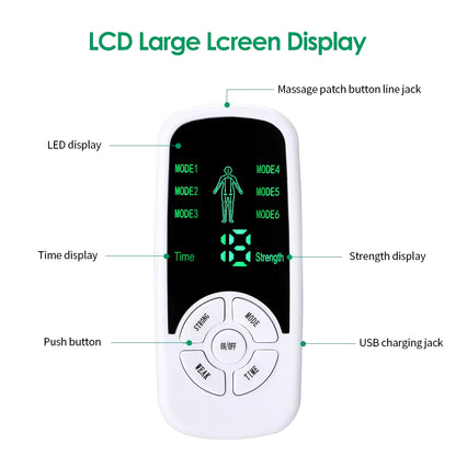 EMS Electric Muscle Therapy Stimulator 6 Modes Tens Unit Machine Meridian Physiotherapy Pulse Abdominal Prostate Body Massager