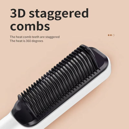 Electric Heating Straight Comb Double Use LCD Electric Hair Straightener Curler Anti-Scalding Styling Tool Straightening Brush