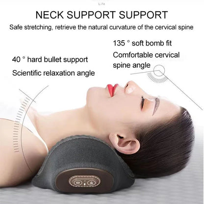 Rechargeable Neck Massage Pillow 3 Modes Heated Vibrating Pillow Orthopedic Neck Stretcher Cervical Traction Relaxation Massager