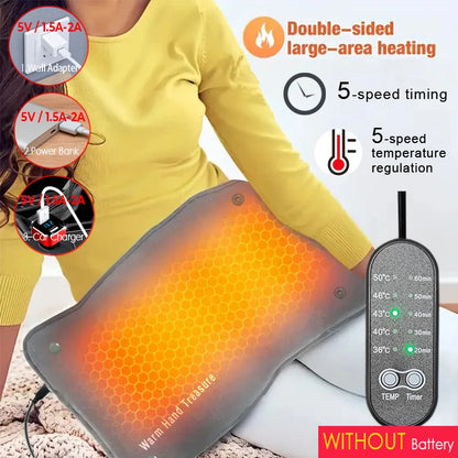 New Graphene Quick Heating Warming Pad with Adjustable Temperature and Timing USB Power Supply Office and Home Warming Handbags