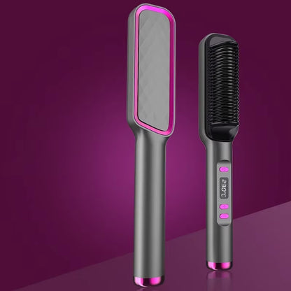 Electric Heating Straight Comb Double Use LCD Electric Hair Straightener Curler Anti-Scalding Styling Tool Straightening Brush